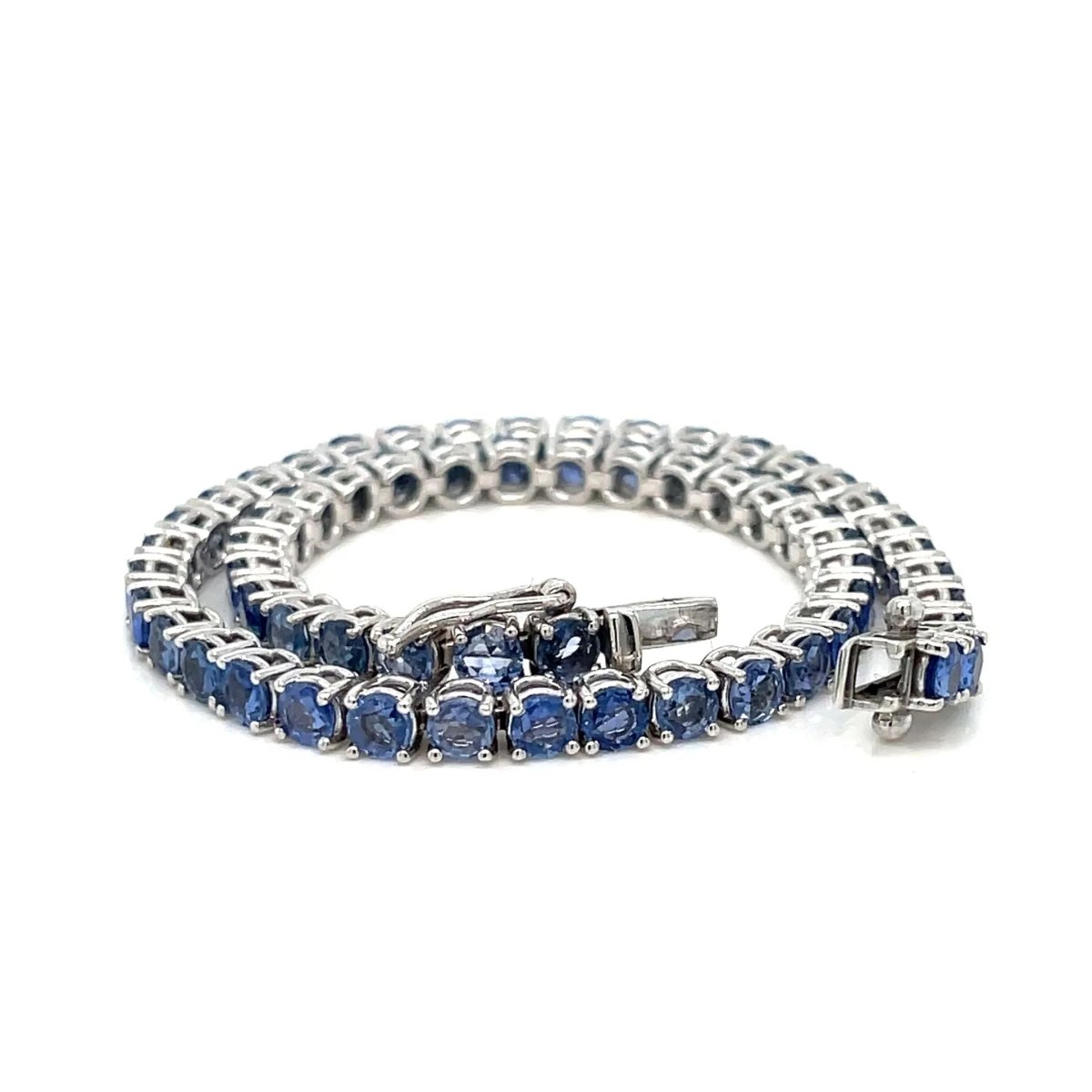 Bracelet tennis en or avec saphir bleu naturel de 7 carats - Castafiore