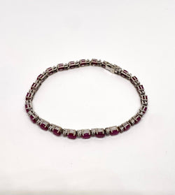 Bracelet tennis or blanc rubis et diamants - Castafiore