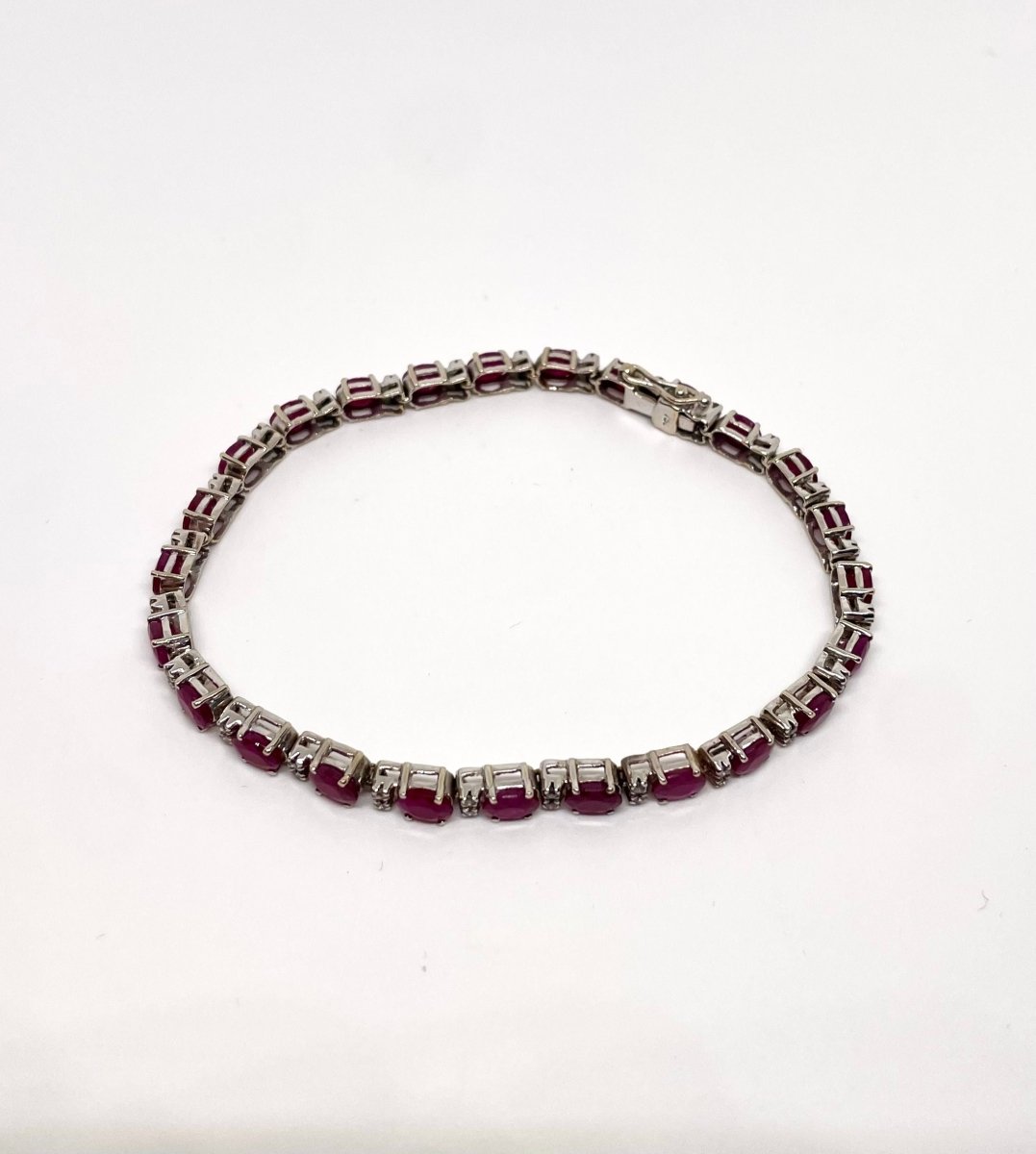 Bracelet tennis or blanc rubis et diamants - Castafiore