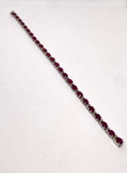 Bracelet tennis or blanc rubis et diamants - Castafiore