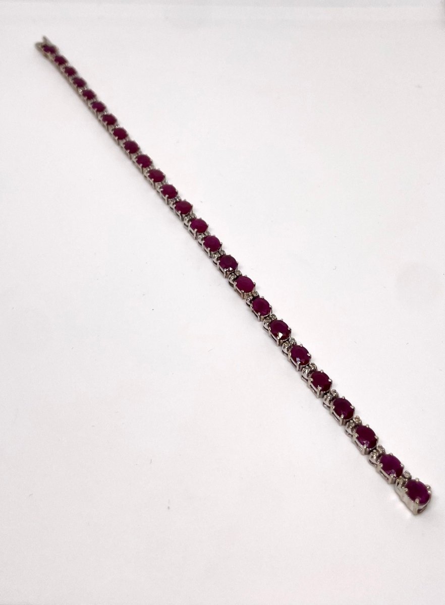 Bracelet tennis or blanc rubis et diamants - Castafiore