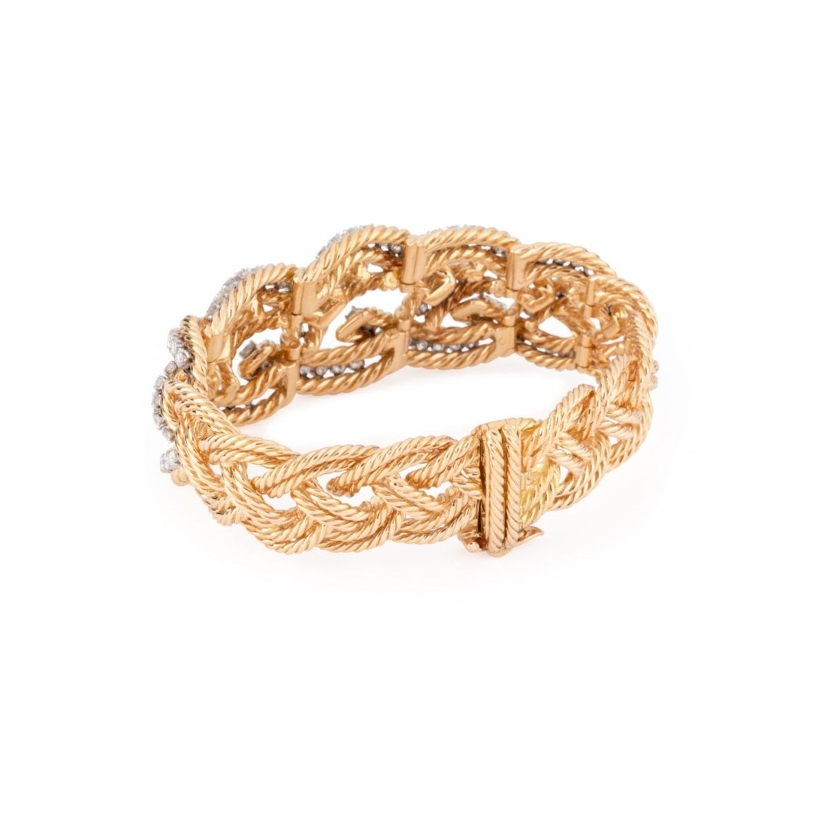 Bracelet Tressé BOUCHERON en or jaune et diamants - Castafiore