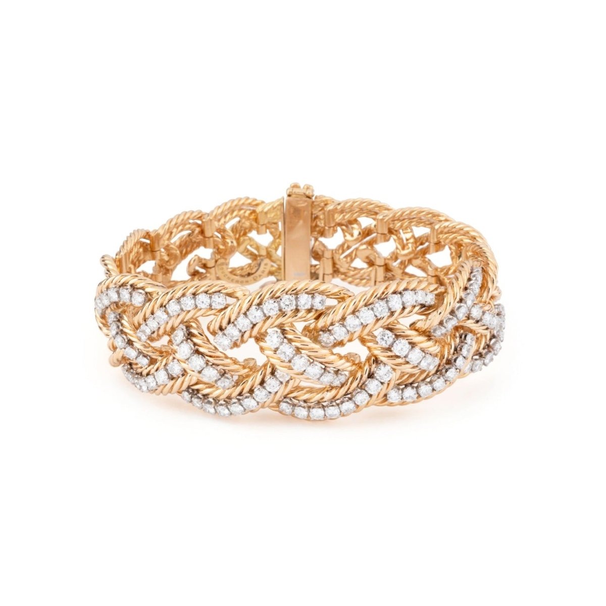 Bracelet Tressé BOUCHERON en or jaune et diamants - Castafiore