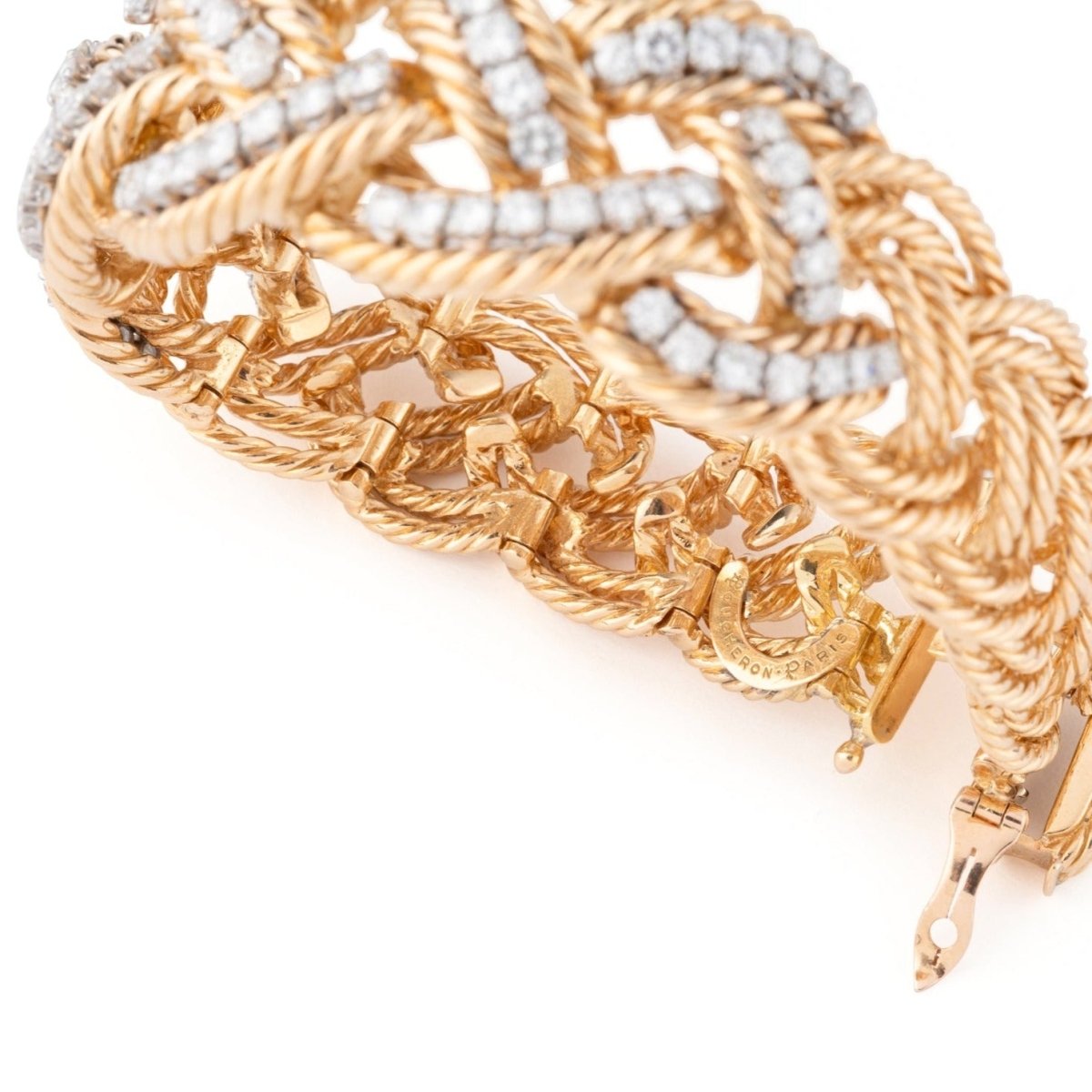 Bracelet Tressé BOUCHERON en or jaune et diamants - Castafiore