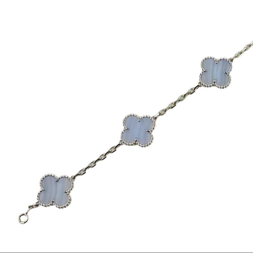 Bracelet VAN CLEEF & ARPELS Alhambra en or blanc et calcédoine