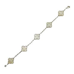 Bracelet VAN CLEEF & ARPELS "Alhambra" en or blanc et nacre - Castafiore