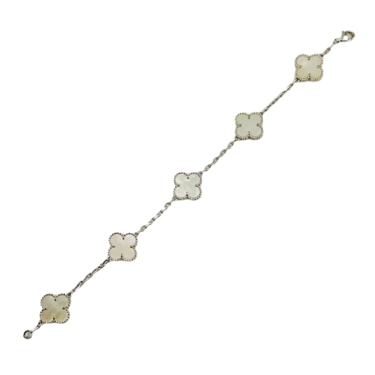 Bracelet VAN CLEEF & ARPELS "Alhambra" en or blanc et nacre - Castafiore