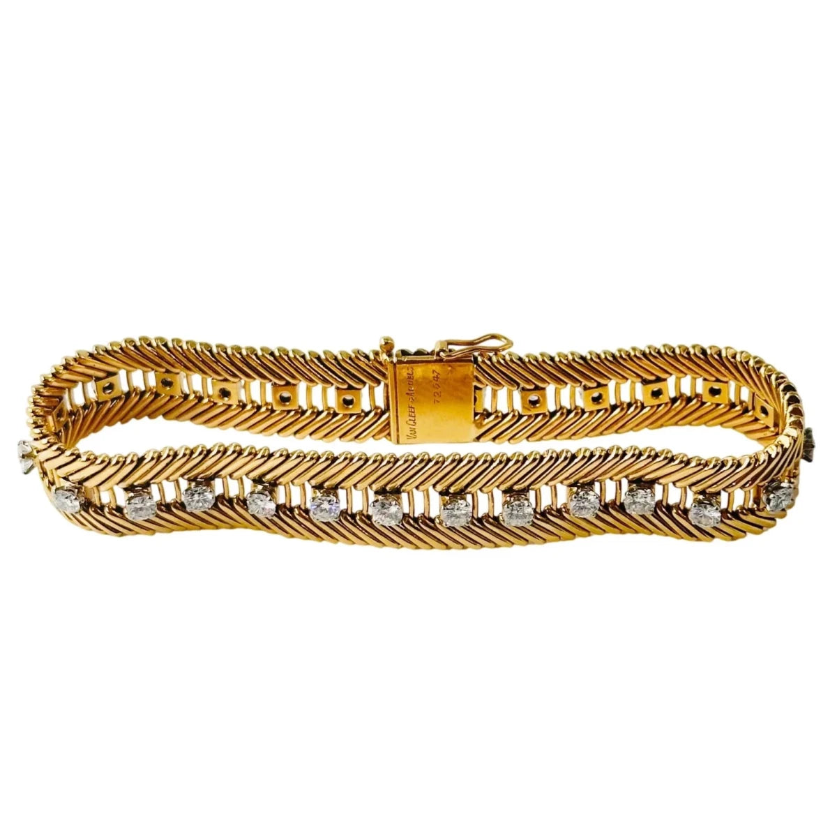 Bracelet VAN CLEEF & ARPELS "Cheveux d'ange" en or jaune, platine et diamants - Castafiore