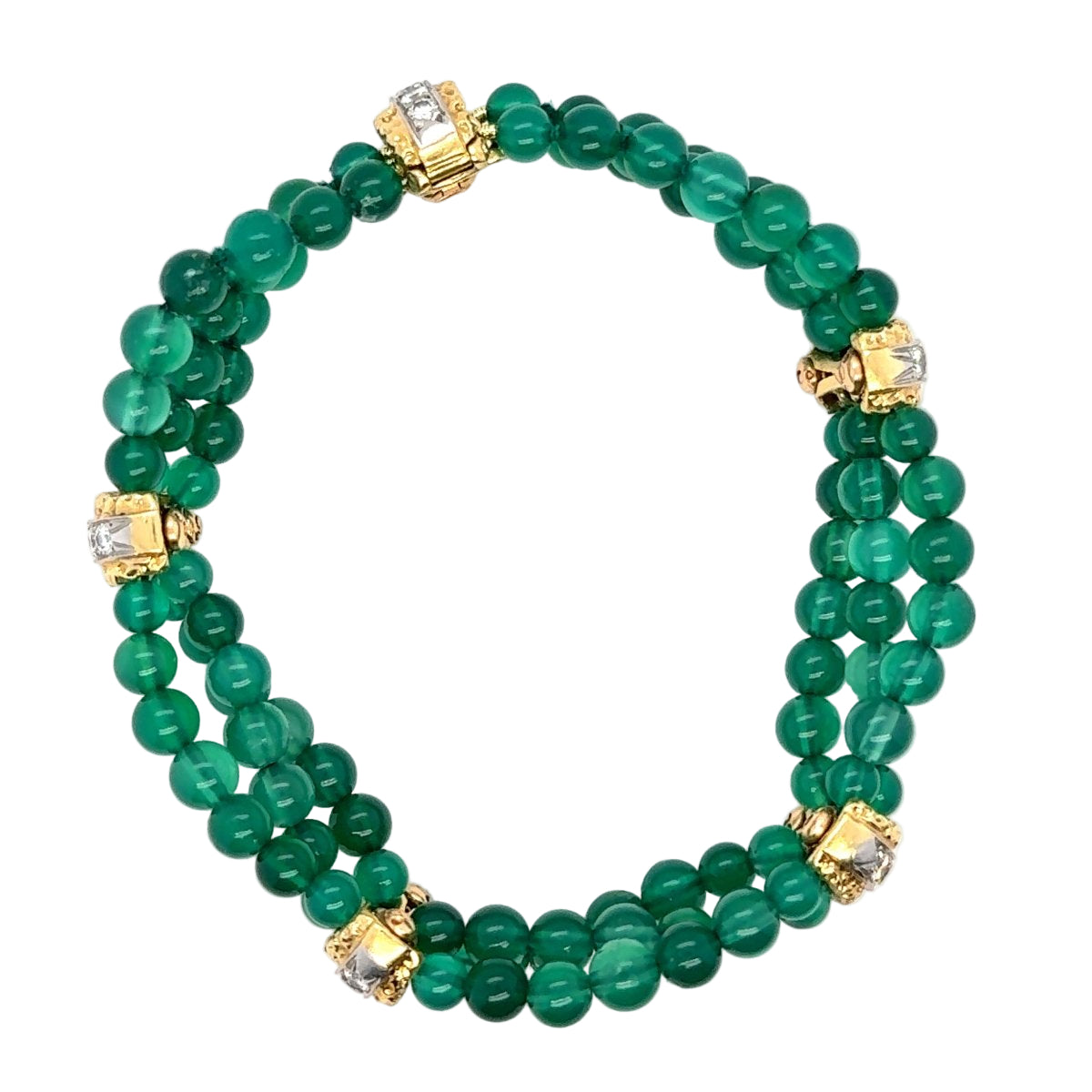 Bracelet VAN CLEEF & ARPELS Chrysoprase en or jaune et diamants - Castafiore