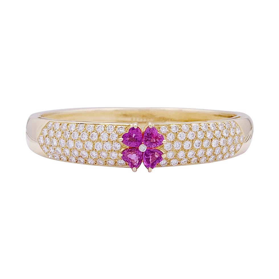 Bracelet VAN CLEEF & ARPELS en or jaune, saphir rose et diamant - Castafiore