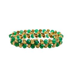 Bracelet VAN CLEEF & ARPELS "Gui" en or jaune et chrysoprases - Castafiore