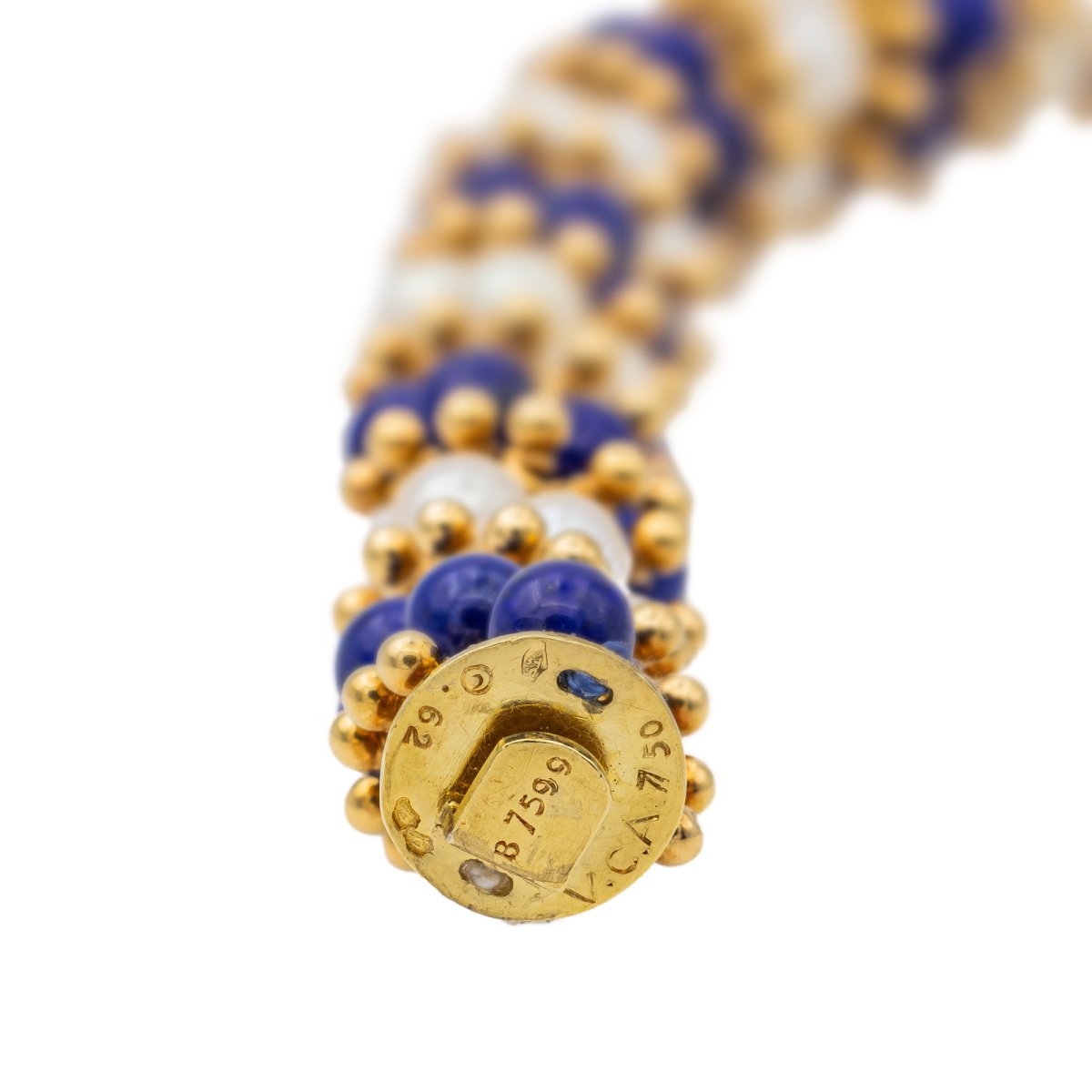 Bracelet VAN CLEEF & ARPELS "Twist" en or jaune, perles et lapis lazuli - Castafiore