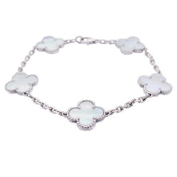 Bracelet Van Cleef & Arpels, "Vintage Alhambra", en or blanc et nacre - Castafiore