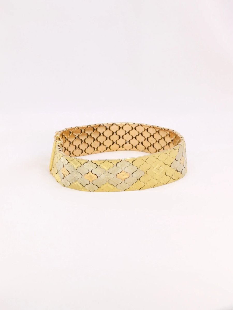 Bracelet vintage 3 ors maillons nid d'abeilles - Castafiore