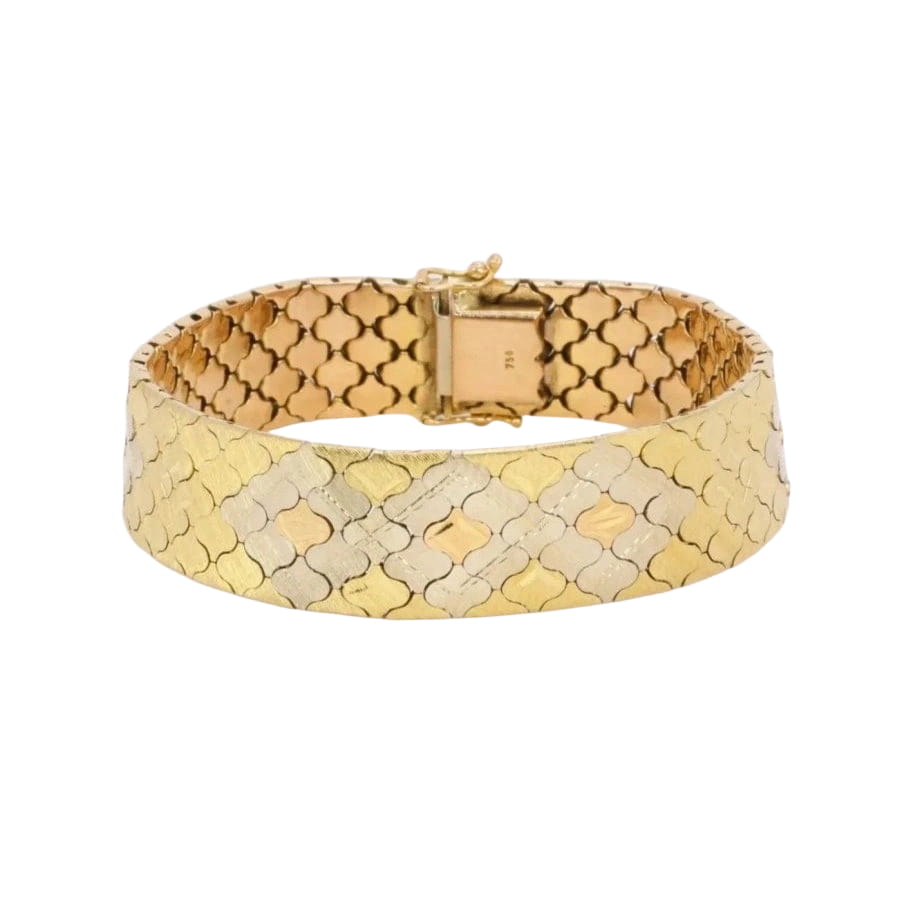 Bracelet vintage 3 ors maillons nid d'abeilles - Castafiore