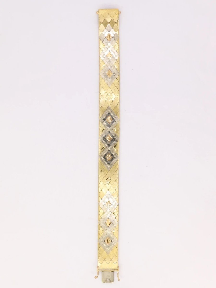 Bracelet vintage 3 ors maillons nid d'abeilles - Castafiore