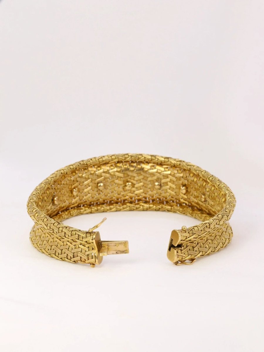 Bracelet vintage à maille tressée en or et diamants - Castafiore