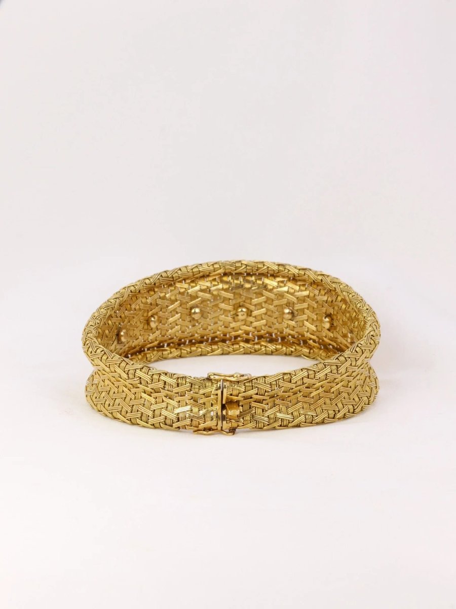 Bracelet vintage à maille tressée en or et diamants - Castafiore