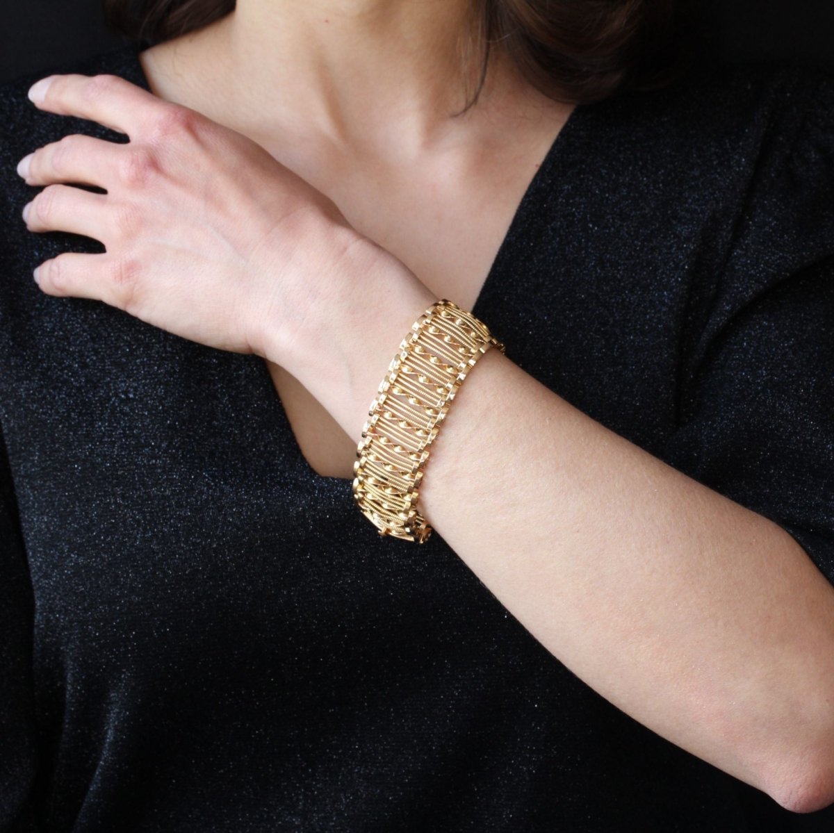 Bracelet VINTAGE Ajouré torsade en or jaune - Castafiore