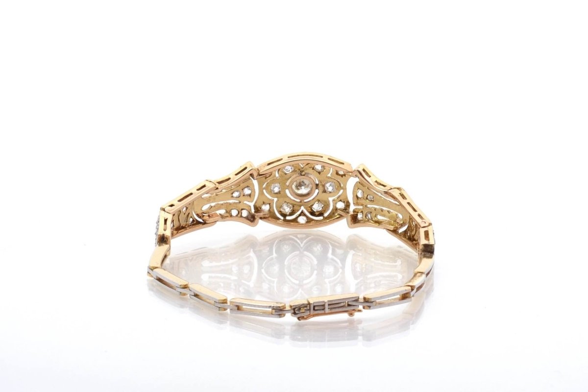 Bracelet vintage art déco diamants en or et platine - Castafiore