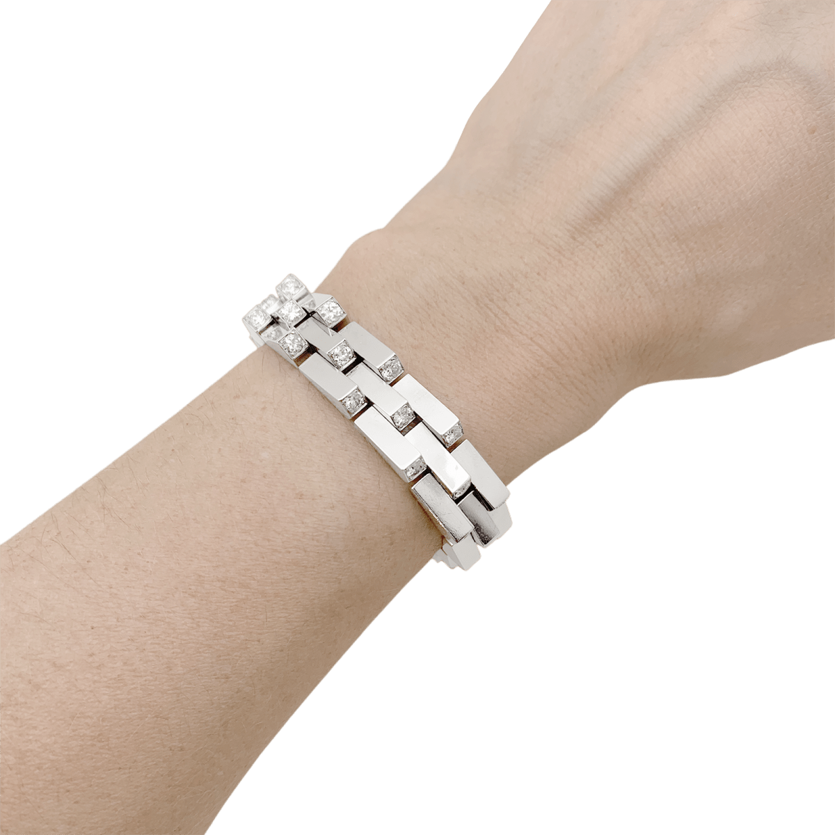 Bracelet Vintage BOUCHERON, "Crémaillère", platine et diamants - Castafiore