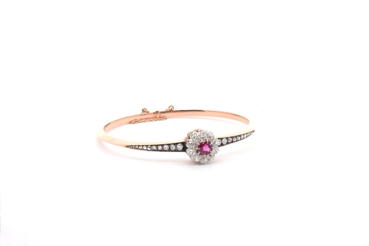 Bracelet Vintage en Or 18k avec Rubis et Diamants - Castafiore