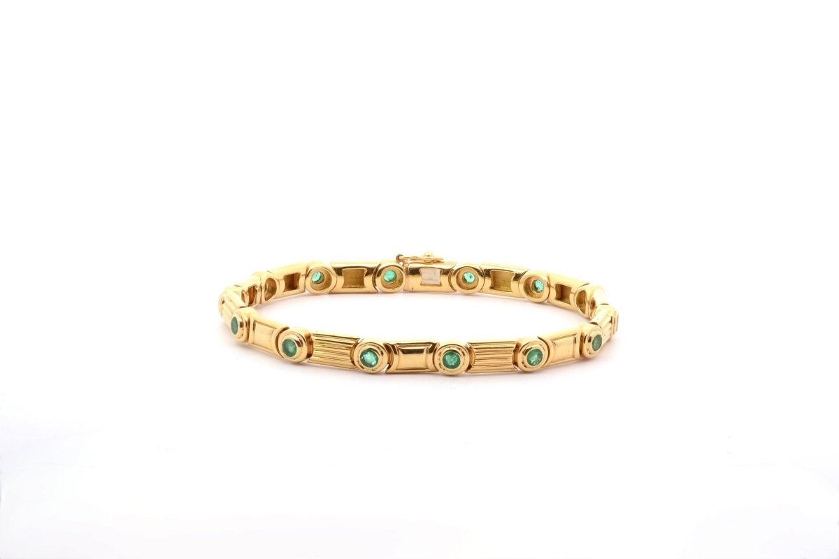 Bracelet vintage en or et émeraudes - Castafiore