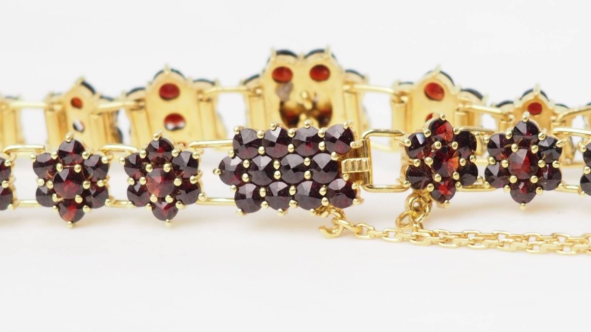 Bracelet vintage en or jaune et grenat - Castafiore