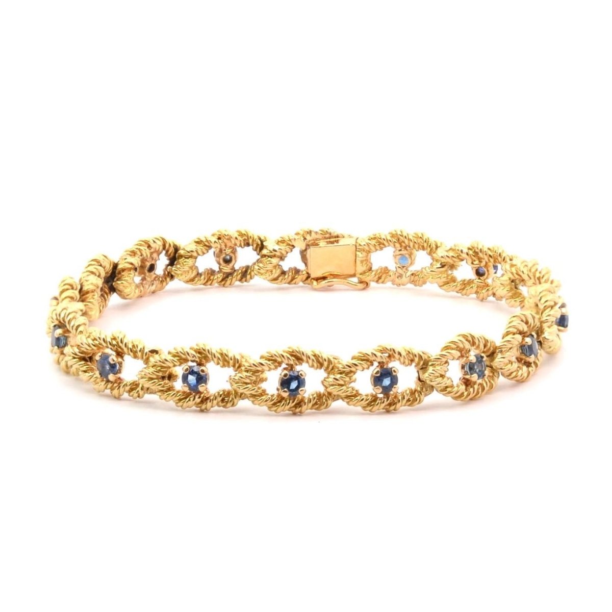 Bracelet vintage en or jaune et saphirs - Castafiore
