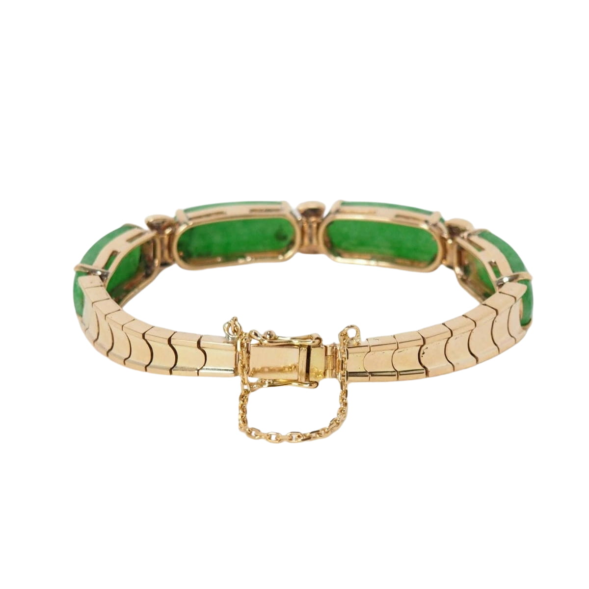 Bracelet vintage en or jaune, jade et diamants - Castafiore