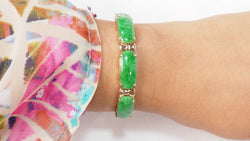 Bracelet vintage en or jaune, jade et diamants - Castafiore