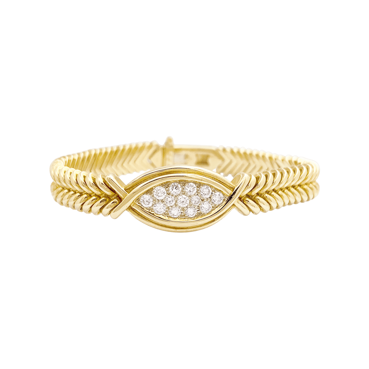 Bracelet vintage FRED en or jaune et diamants - Castafiore