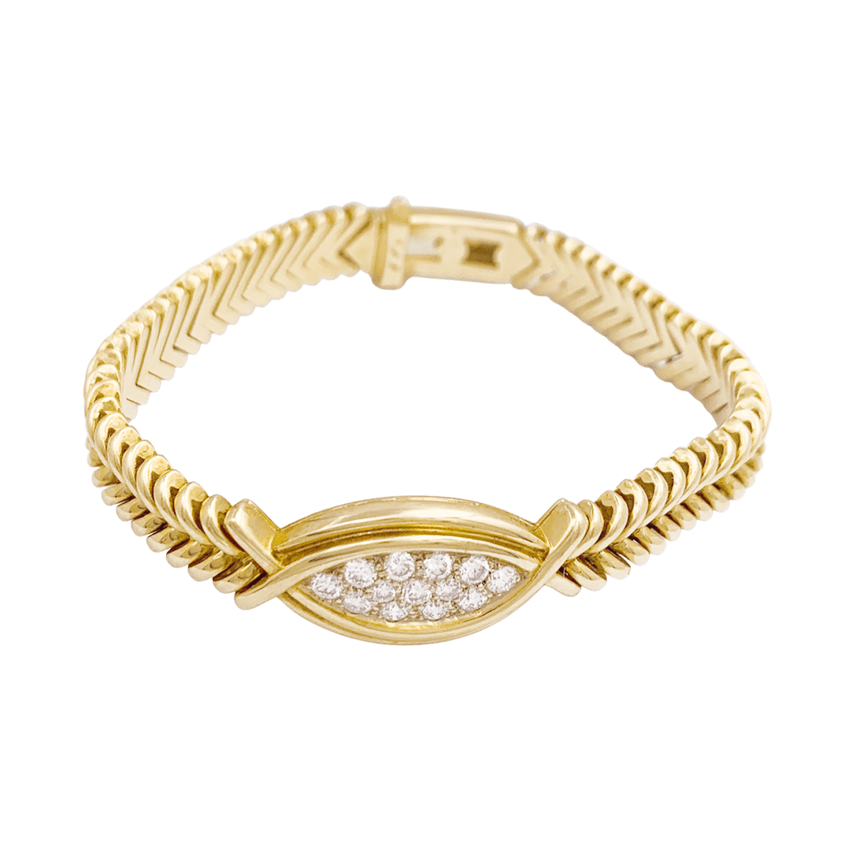 Bracelet vintage FRED en or jaune et diamants - Castafiore