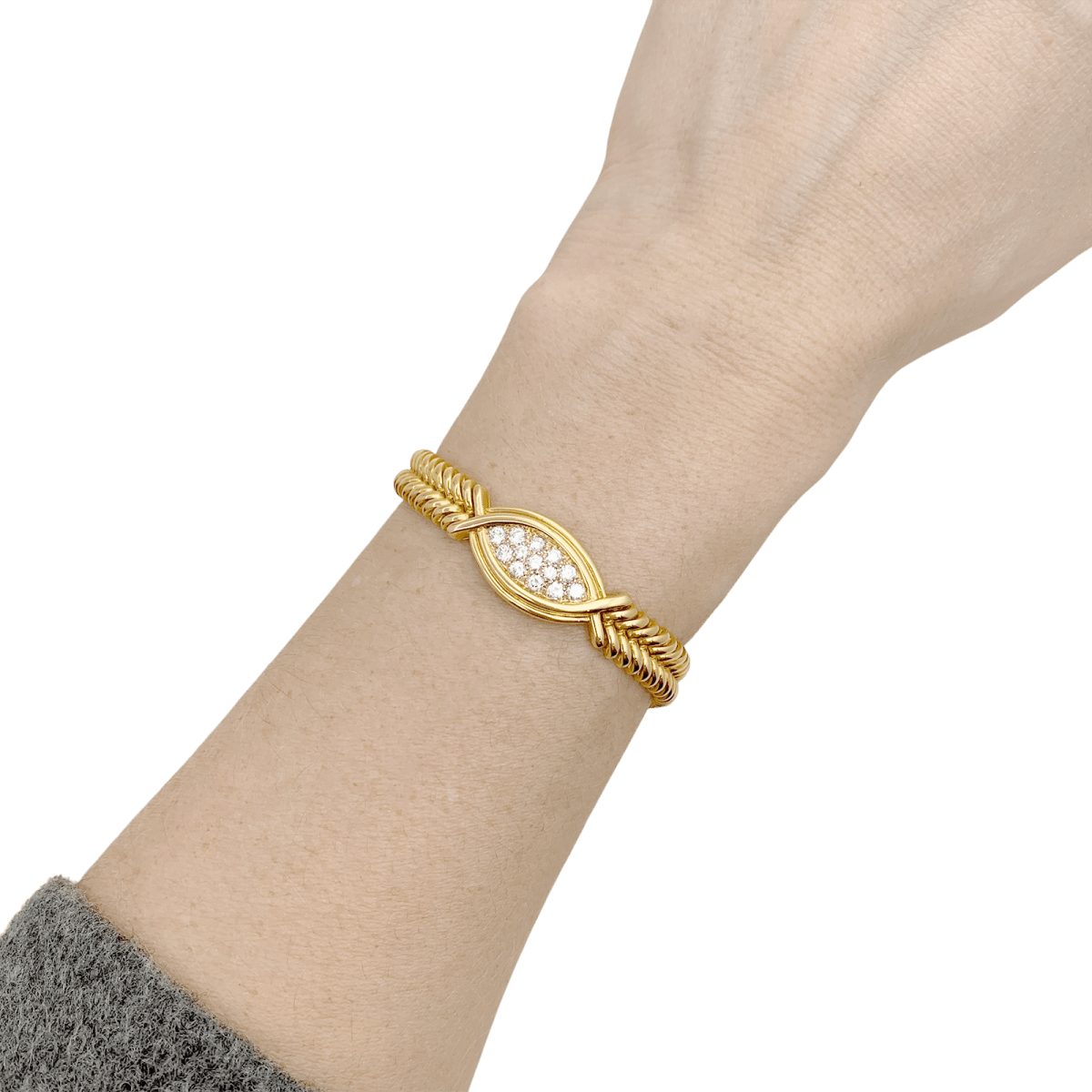 Bracelet vintage FRED en or jaune et diamants - Castafiore