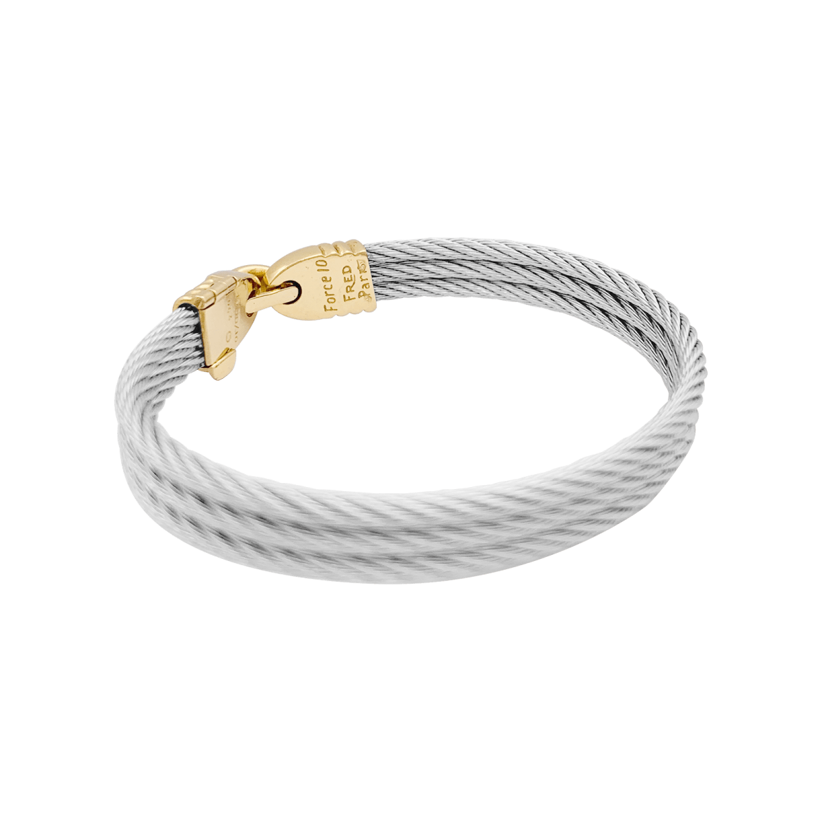 Bracelet vintage Fred, "Force 10", or et acier. - Castafiore