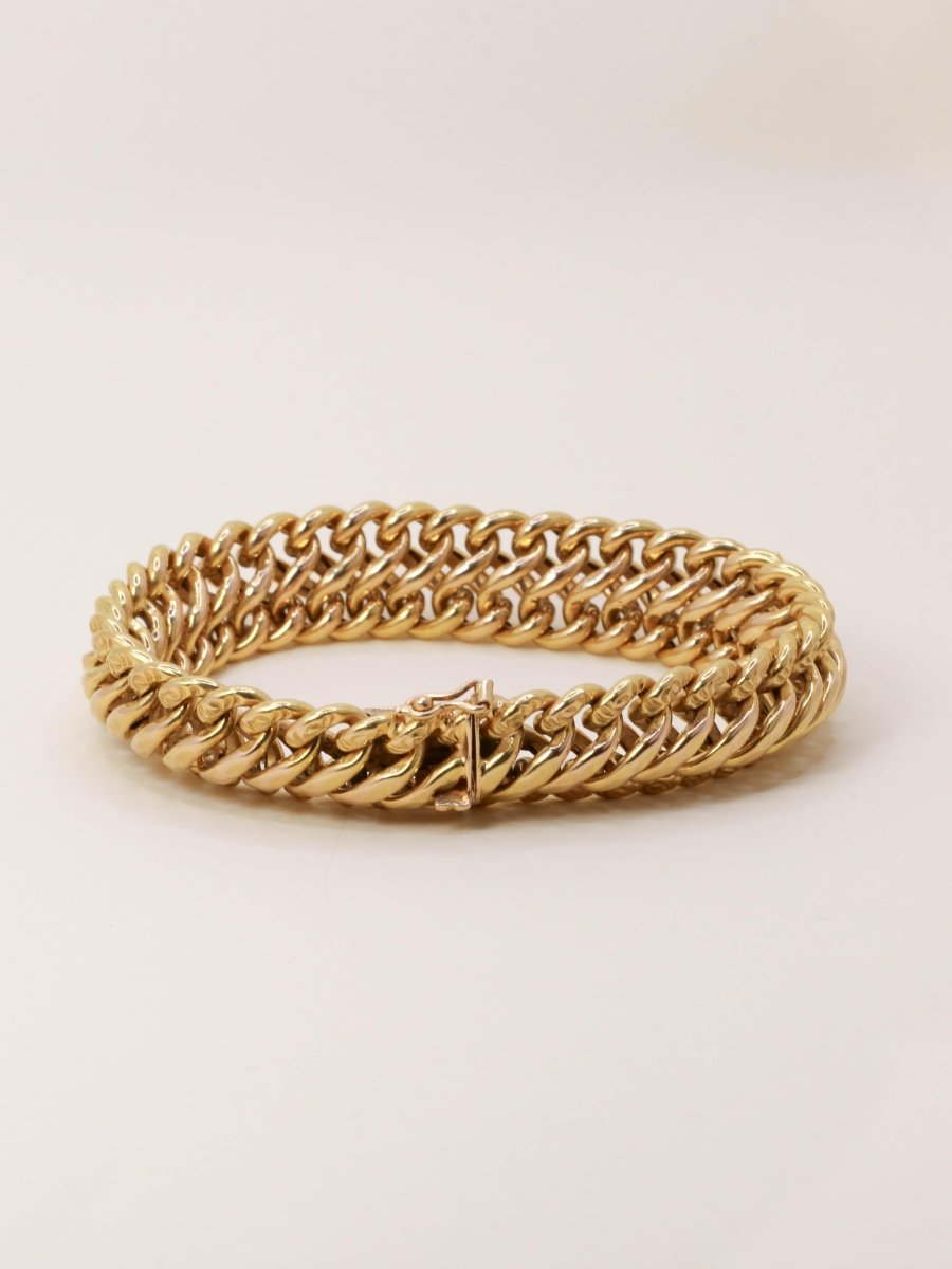 Bracelet vintage maille américaine or jaune - Castafiore