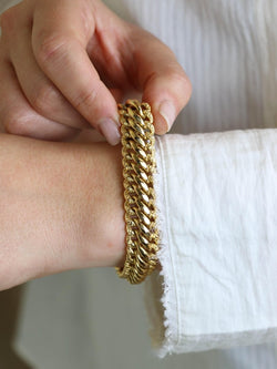 Bracelet vintage maille américaine or jaune - Castafiore