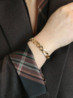 Bracelet vintage maille gourmette plate or jaune - Castafiore