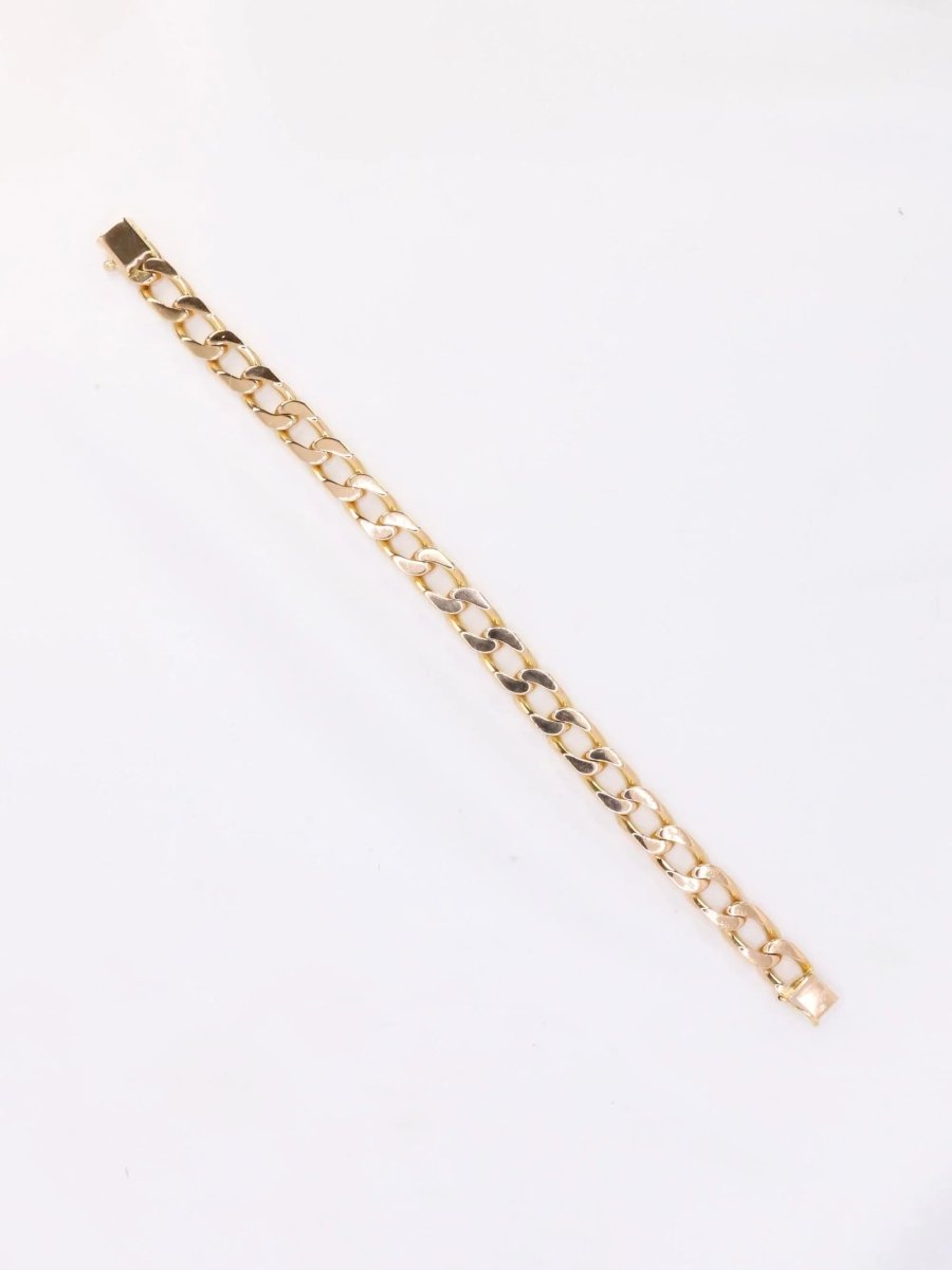 Bracelet vintage maille gourmette plate or jaune - Castafiore