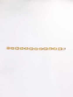 Bracelet vintage maille rectangle or jaune diamants - Castafiore