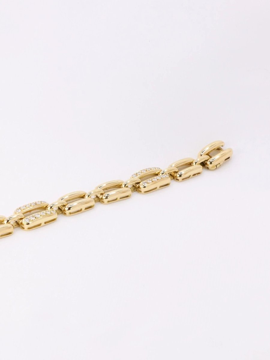 Bracelet vintage maille rectangle or jaune diamants - Castafiore