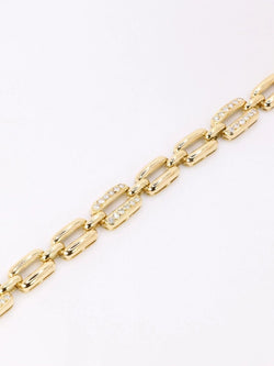 Bracelet vintage maille rectangle or jaune diamants - Castafiore