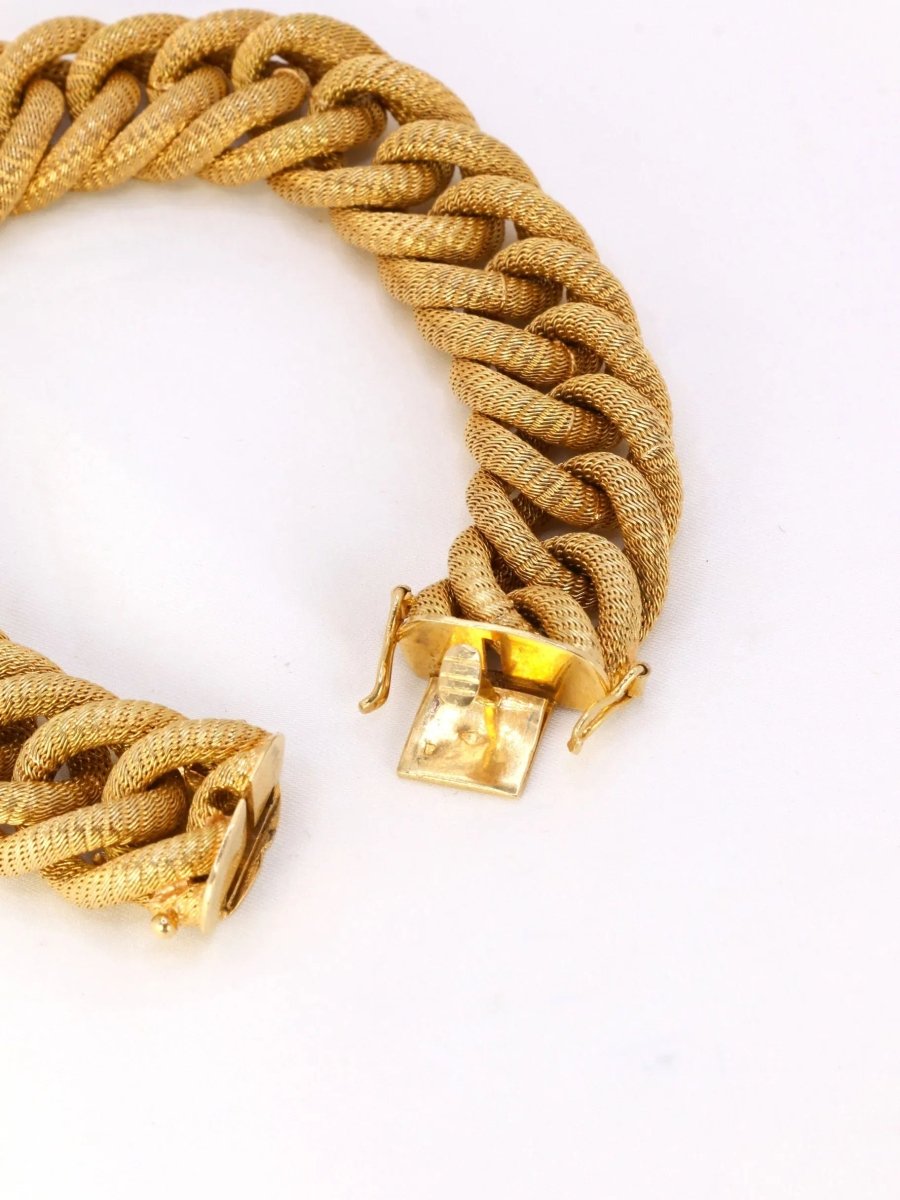 Bracelet vintage maille tressee or jaune - Castafiore