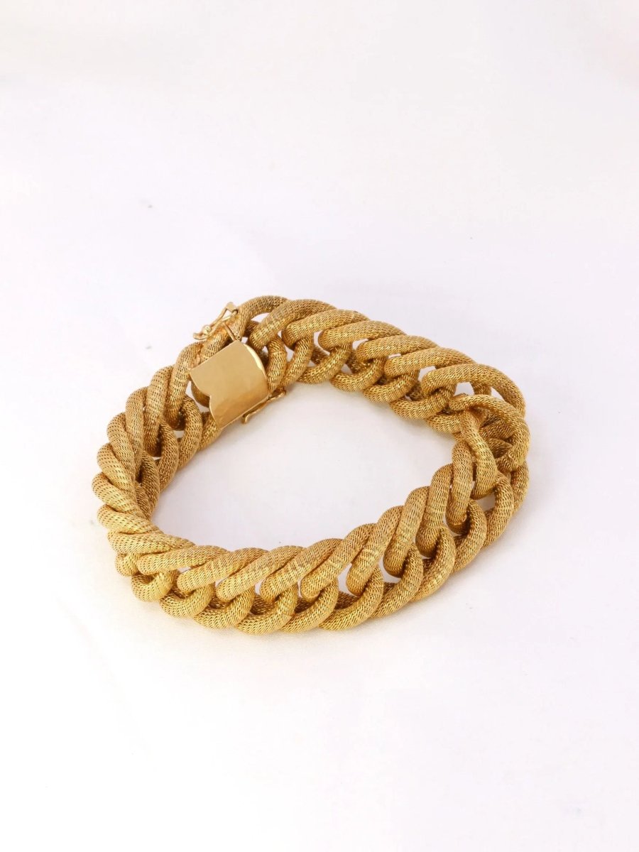 Bracelet vintage maille tressee or jaune - Castafiore