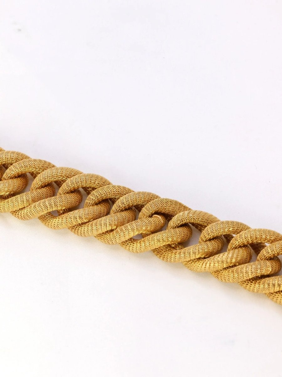 Bracelet vintage maille tressee or jaune - Castafiore