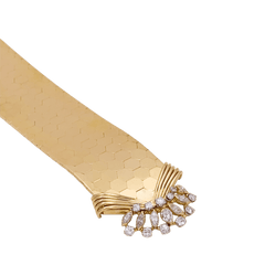 Bracelet vintage ruban en or rose et diamants - Castafiore