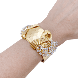 Bracelet vintage ruban en or rose et diamants - Castafiore