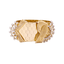 Bracelet vintage ruban en or rose et diamants - Castafiore