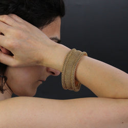 Bracelet vintage souple en or jaune tissé - Castafiore