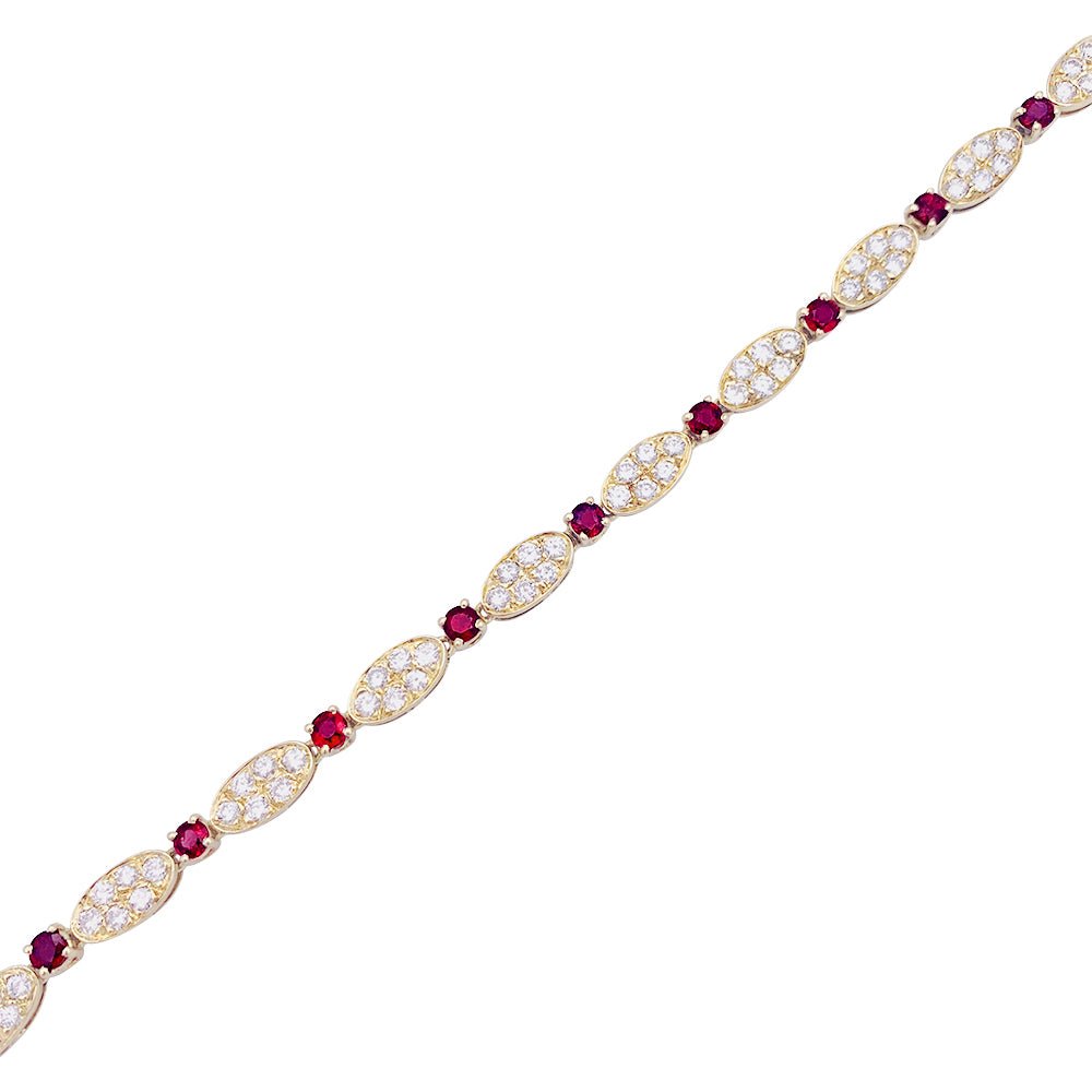 Bracelet vintage VAN CLEEF & ARPELS en diamants, rubis et or jaune. - Castafiore